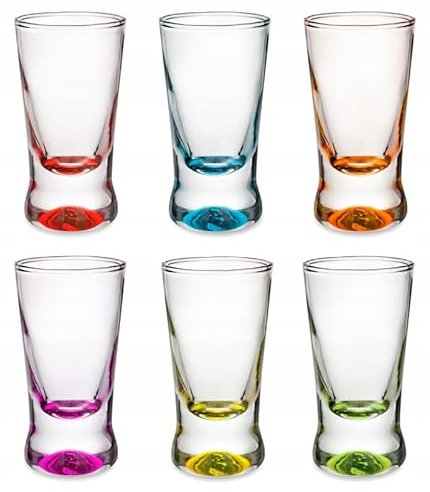 Alcohol Cage COLOR QUICK SHOT Bunte Kurze Schnapsgläser 28 ml - 6 Stück Set - Kleine Gläser mit Schwerem Boden - Wodka Glas Spülmaschinenfest - 65 x 36 mm