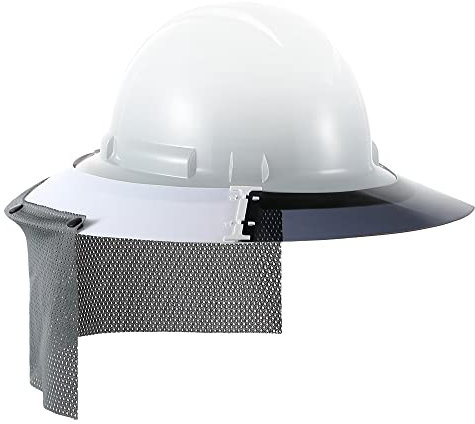 Feekoon Reusable Hard Hat Visor, with Neck Protector Breathable Shade Net Full Brim Hard Hat Sun Shade, Sun Protection Helmet Sun Shade, Compatible with V-Gard Cap, Helmet Not Included
