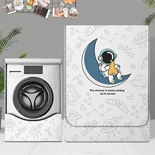 Highdi Funda de Lavadora Cubierta Exterior Impermeable,Adapta a la Mayoría de Lavadoras y Secadoras de Carga Frontal Protector Solar a Prueba de Polvo (M Capacidad ~ 10KG,Astronauta 4)