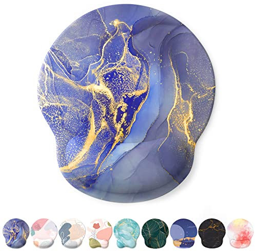 Giecy Mauspad mit Gelkissen,Mousepad mit Handauflage Ergonomisches, Bequemes Computer-Handballenauflage Maus für Laptop,Gaming,Mousepad mit Rutschfester PU-Unterseite (Goldener Treibsand Marmor)
