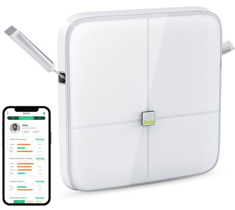 BodyPedia 8-Electrode Smart Scale for Body Weight, Digital Bathroom Weighing Scale Analyzes 43 Metrics (BMI/Muscle/Fat), Body Composition Monitor, Bluetooth Home User Health Equipment Sync Apps