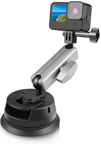 PULUZ Go Pro saugnapfhalterung für Hero 11 Hero 10 Hero 9/8/7/6/5/4/3/3+ Hero,Go Pro Suction Cup Auto-Saugnapf für Auto-Windschutzscheibe/Glattes Glas mit Action-Kameras