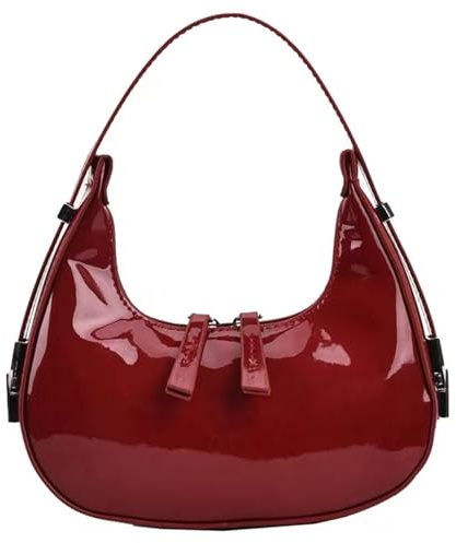 Knödeltasche Elegante Glänzende Halbmond-taschen Mit Verstellbarem Schultergurt Modische Vegane Pu-leder Kleine Umhängetasche Geldbörse Mit Reißverschluss Halbmond-umhängetasche Kleine Umhängetaschen