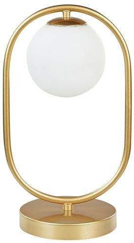Beliani Tischlampe Metall/Glas gold weiß rund Glaskugel Nachttischlampe elegant Yankee
