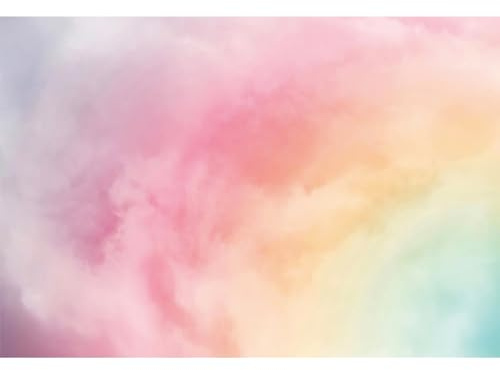 MIRRORANG 3x2m Pastell Farbe Wolke Hintergrund Bunt Himmel Regenbogen Wolke Fotografie Hintergrund Neugeborenes Babydusche Geburtstag Party Porträt Studio Foto-Shooting Requisiten, Vinyl