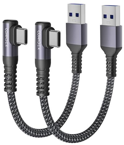 CONMDEX 2Stück USB C Android Auto Kabel Winkelstecker 90 Grad 50CM/0,5M 10Gbit/s Daten USB3.1 Gen2 QC3.0 3.1A USB A auf C Typ C Kompatibel mit iPhone 16 Pro Samsung Note20 Galaxy S23/S22/S21 Pixel 9
