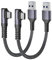 2Pack USB C Android Auto Cable Right Angle 50CM/0.5M 10Gbps Data USB3.1 Gen2 Type C 90 Degree QC3.0 3.1A USB A to C Charging for iPhone 16 Pro Samsung Note20 Galaxy S23/S22/S21 Z Flip 5 Tab S9 Pixel8