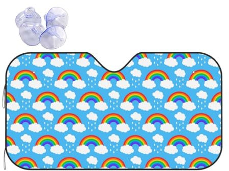 Pare-brise d'automobile avec impression goutte de pluie et nuages arc-en-ciel