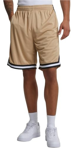 Urban Classics Herren Shorts Stripes Mesh Shorts, lässige Mesh Shorts für Männer, Straight Leg, erhältlich in verschiedenen Farbvarianten, Unionbeige/Black/White, M