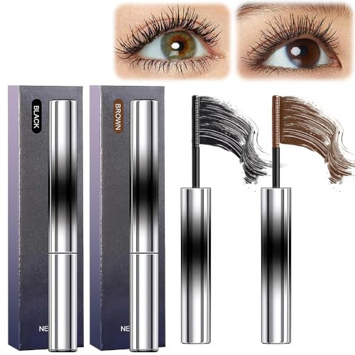 FENGQ 2 Stück Judydoll Mascara,3D Curling Eyelash Iron Mascara,Judydoll Curling Mascara,Kein Verklumpen(Schwarz+Braun)