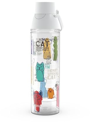Tervis Vaso aislado de doble pared fabricado en Estados Unidos con diseño de gato que mantiene las bebidas frías y calientes, botella de agua Venture Lite de 24 onzas, clásica