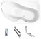 ECOLAM Baignoire d'angle Wela 170x100 cm droite | pieds siphon silicone | acrylique blanc | Belle forme aspect moderne