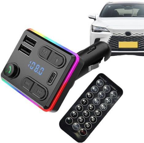 Lettore musicale MP3 per auto, adattatore di ricarica per auto, lettore MP3 wireless tipo C + USB, blueto oth lettore MP3 con adattatore audio telecomando, adattatore radio adatto per veicoli da 12 a