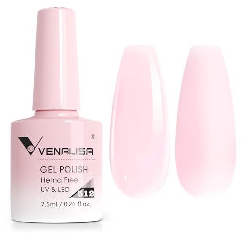 VENALISA Gel Nail Polish 7.5ml Transparent Jelly Nude Sheer Pink Color French Gel Polish Soak Off UV LED Long-Wear Mirror Shine Essential for Nail Art Salon-Quality Manicure at Home