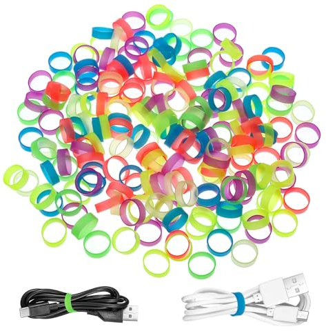 200 Pcs Silicone Rubber Bands, Small Elastic Silicone Rings, Wide Reusable Thick Rubber Bands for School, Home or Office