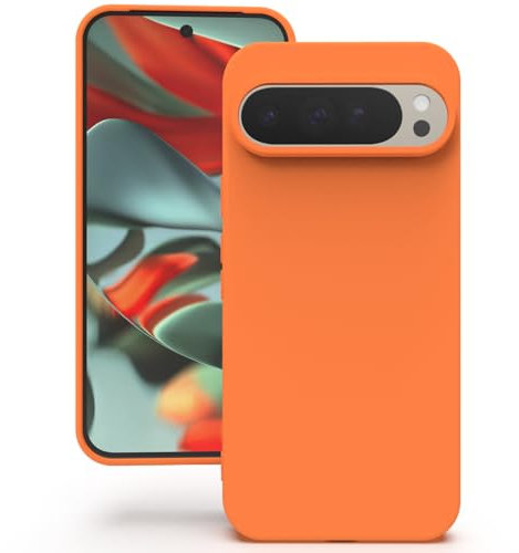 YATWIN Cover per Google Pixel 9 Pro XL, Custodia in Silicone Morbido con Tagli di Precisione per Fotocamera, Design Ultra Sottile, Protezione 360° con Bordi Rialzati, ‌Arancione‌