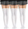 UILYNIU 3 Paar Damen Extra Lange Socken Überknie, Kniestrümpfe Overknee, Warme Knee Stockings, Überknie Strick Socken, Sport Socken Leggings Strümpfe für Laufen Fußball Cheerleading Sport (Weiß)