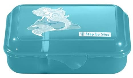 Step by Step Lunchbox „Mermaid Delia“, blau, mit Trennwand und Klickverschluss, spülmaschinenfest, BPA-frei, für Schule und Kindergarten, für Mädchen, 0,9 Liter
