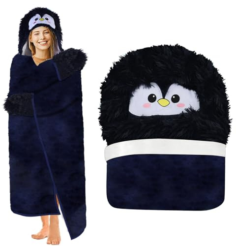 Gugxiom Fuzzy Wearable Hooded Blanket, Alpaca Cuddly Warm Kuschelig Decke mit Ärmeln, Winter Blanket für Mama Freundin Weihnachten Valentinstag Mütter Geschenke für Erwachsene
