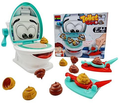 Poop Shoot Toilet Game, Funny Poop Family Board Game for Kids and Adults, Includes 12 Poop Toys, 2 Launchers and A Sticker, Gift for 4+ Year Olds Kids