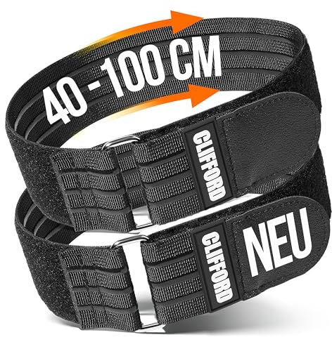 CLIFFORD Klett Spanngurte I Extra Breit I 50mm I Spanngurt Fahrradträger, Outdoor, Garage I Kleine Spanngurte Kurz I Fahrradträger Zubehör E-Bike Mountainbike I Fahrrad Zurrgurte kurz