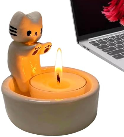 Generisch Kerzenhalter Katzen Teelicht, Wärmt Sich Pfoten, Pfote Wärmer, Hohe Temperatur Resistent & Langlebig, Cartoon Kätzchen, Mehrfarbig