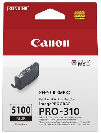 Canon PFI-5100MBK Genuine Printer Ink Cartridge - High Performance & Fade Resistant Ink (1 x Matte Black Cartridge) - Compatible with imagePROGRAF PRO-310