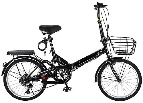 Gaxcent Faltbares Fahrrad 20/22 Zoll Klappfahrrad Rahmen aus Kohlenstoffstahl Klapprad V Bremse 7 Geschwindigkeit Schnellfaltsystem mit Rücklicht und Autokorb,Schwarz,22in