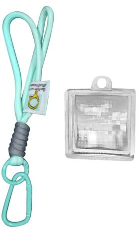 Fiorky Pixel Stone Blindpixelfilter Schlüsselbund Transparent Mosaiklinse Geschenk (Blaues Seil)