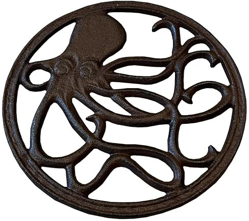 Selections Cast Iron Round Octopus Themed Table Trivet Hot Pot Pan Holder