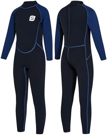 Summshall Combinaison en néoprène 2,5 mm pour enfant | Maillot de bain thermique pour la natation, la plongée, le surf, | Combinaison chaude courte et longue en néoprène pour filles et garçons |