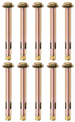 M METERXITY 10-Pack External Hex Expansion Bolt M12x150mm Galvanized Steel | Galvanized Iron-Carbon Steel, Anti-Corrosion Metal Bolt for Concrete, Dry Brick, Block Walls