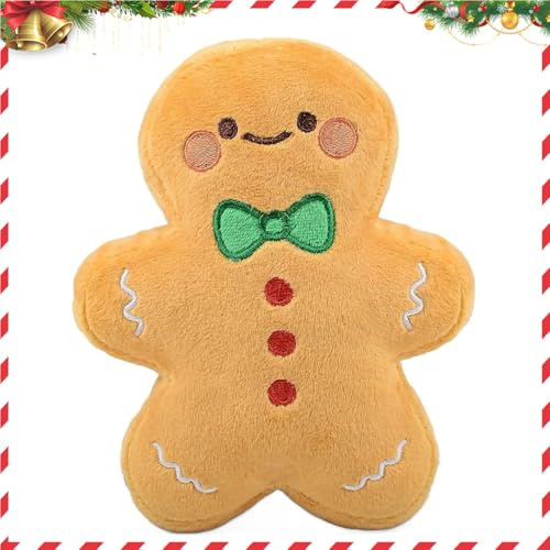 XUDUOO Lebkuchen Kissen, Kuscheliges Weihnachtskissen, Lustiges Kissen Weihnachten, Erwachsene Und Kinder, Weihnachtsdeko Deko Kissen für Wohnzimmer, Bett, Auto(18CM Green)