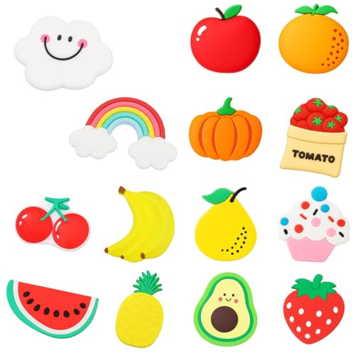 14Pcs Fridge Magnets for Kids, Fun Educational Kitchen Magnets with 14 Fruit and Food Shapes, Strong Magnetic Refrigerator Magnets for Toddlers, Classroom and Home Decor