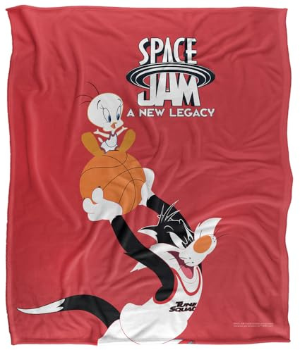 Space Jam 2 Sylvestor and Tweety Mono Color Silky Touch Super Soft Throw Blanket 152 X 127 cm, White