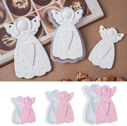 YODOYO Silikonformen Gießformen Weihnachten, 3 Stück Silikonform Engel | Liebe Engel Form für Beton, Gips, Kerzen Silikonformen Weihnachten Engelsornamente Silikon, DIY Weihnachtsdeko