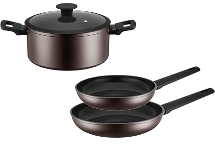 Mäser Serie Stellara, Kochtopfset 4-tlg., Kochtopf, Stielkasserolle, Bratpfanne, bronze