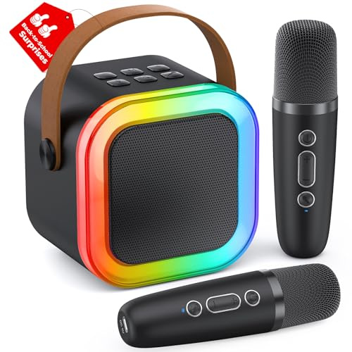 Karaoke macchina per bambini, regalo per ragazze 3-12 anni, karaoke bambini dai 3 ai 12 anni, macchina per karaoke con 2 microfono per bambini