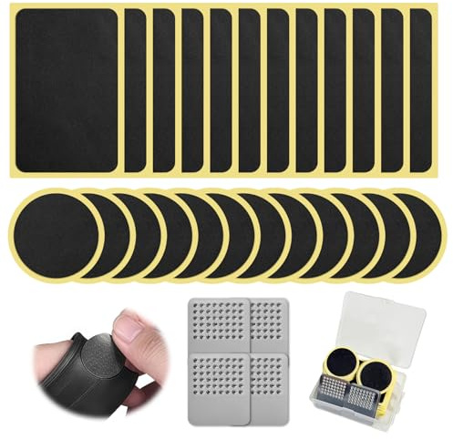 Bike Puncture Repair Kit 28Pcs, Self Adhesive Puncture Repair Kit Bicycle with Metal Rasps and Storage Box Glueless Inner Tube Tire Patches Kit Tyre Repair Kit for Road Mountain Commuter Bikes