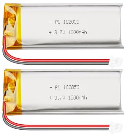 3,7 V 3000 mAh Wiederaufladbarer LiPo-Akku, 102050 Lithium-Polymer-Akku mit PCM-Schutz, Micro-JST-1,25-mm-2-Pin-Stecker für ESP32, Arduino, NodeMCU, RC-Drohne (2er-Pack)