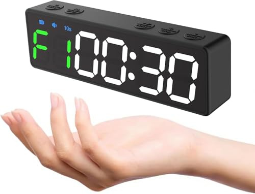 Reloj temporizador de gimnasio para gimnasio en casa, mini reloj de pared magnético portátil de 12/24 horas, cronómetro/temporizador de intervalo para entrenamiento, temporizador digital de cuenta