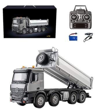ToyGhillied RC Kipplaster Modell, Maßstab 1:14, 12-Kanal-RC-Kipplaster, Baustellen-Transportfahrzeuge mit Kippmulde aus Aluminiumlegierung, LKW-Geschenk für Ihn