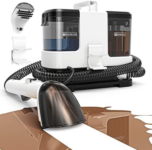 Lubluelu Nasssauger Polsterreiniger Gerät 600 W 15 kPa, kompakter Teppichreiniger & Fleckenreiniger mit starker Saugleistung für Sofa, Teppich & Auto, tragbar und leicht, Tiefenreinigung