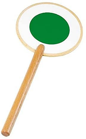 goki 62995 Signalkelle, Holz, 38,5 cm, Ø 16 cm, beidseitig Bedruckt, Polizei Verkehrserziehung ab 3 Jahren