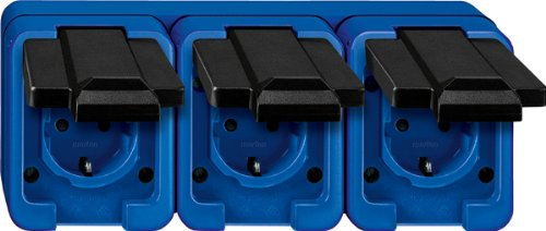 Merten 229375 SCHUKO-Dreifach-Steckdose, blau, SCHLAGFEST