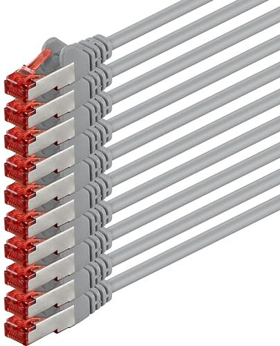 1aTTack.de 10x 3.0 m Cat6 Cat.6 Ethernet-Kabel Cat 6 Netzwerk-Kabel Patch-Kabel RJ45 SFTP - Grau