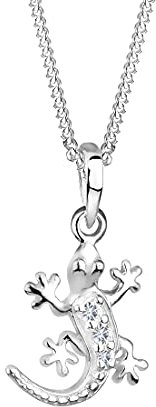 Elli Halskette Damen Gecko Anhänger Eidechse mit Kristallen in 925 Sterling Silber