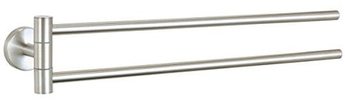 axentia Wand Handtuchhalter doppelt-Handtuchstange fürs Bad-Badetuchhalter 2-armig schwenkbar-Wandmontage mit Bohren-Stange für Handtücher, Edelstahl, Silber, 5.5 x 5.5 x 46 cm