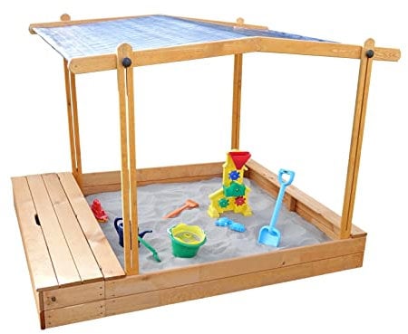 Promadino Sandkasten Multi + Sitzbox + Sonnendach