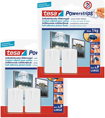 tesa Powerstrips Klebenagel, Weiß, 4 Stück